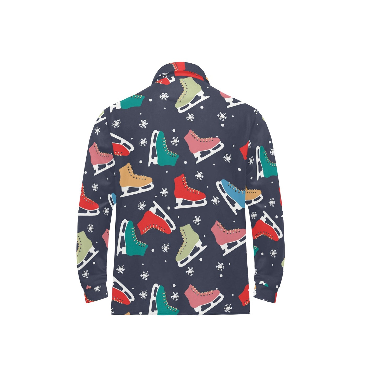 Ice Skate Pattern Print Design 04 Long Sleeve Polo Shirt For Men's