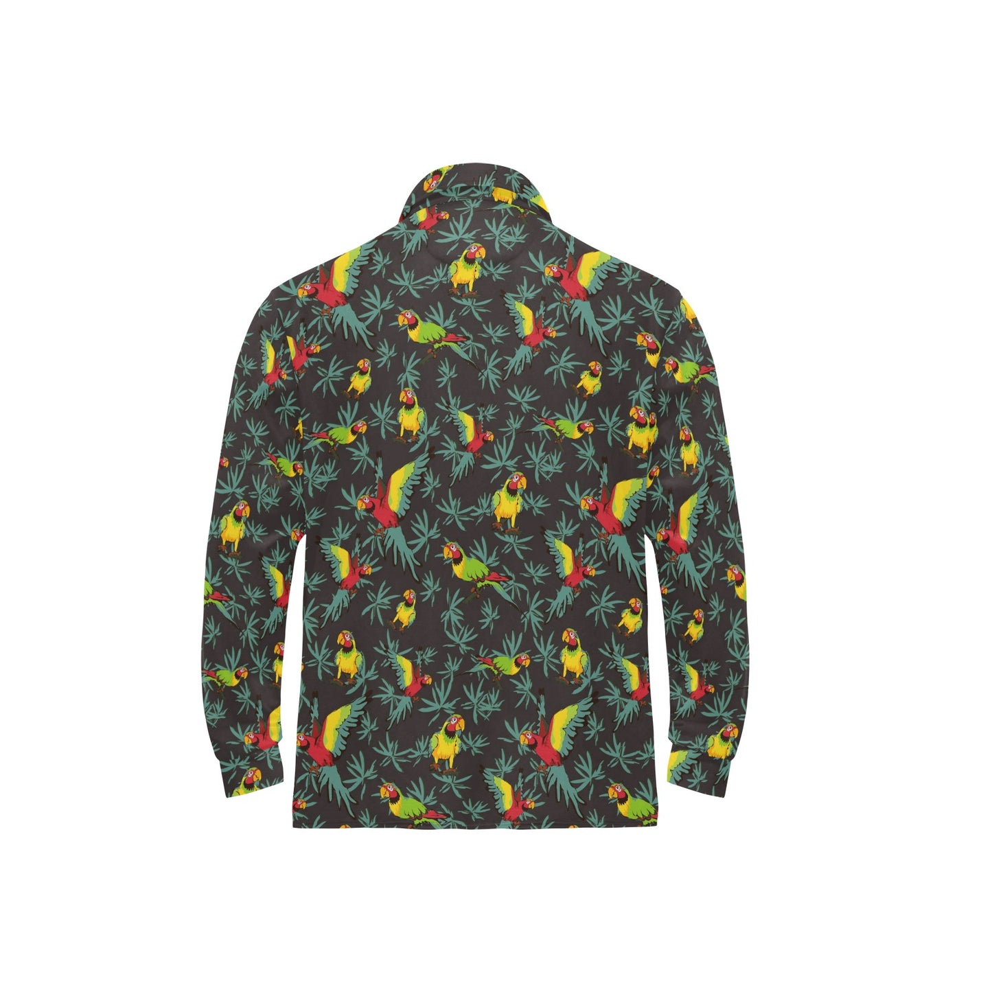 Parrot Themed Print Long Sleeve Polo Shirt For Men's