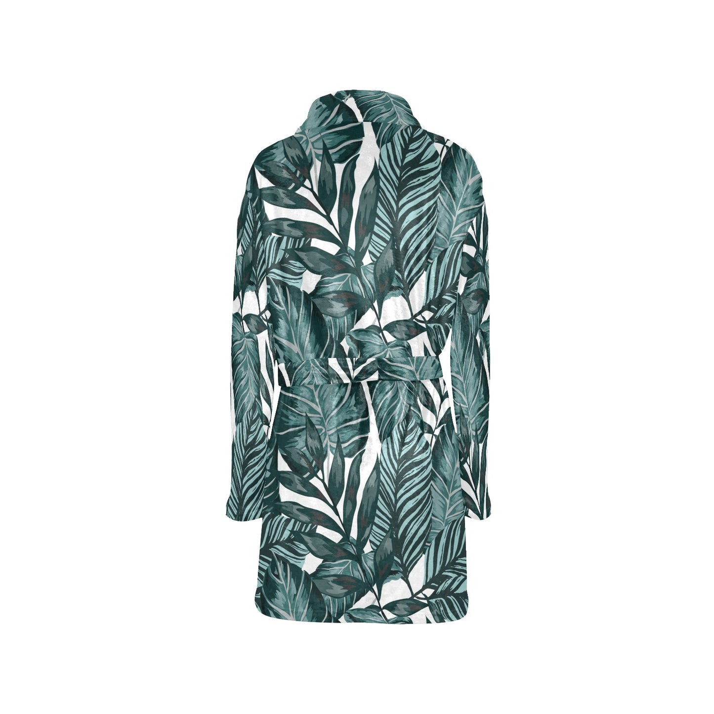 Tropical Palm Leaves Pattern Women's Fleece Robe