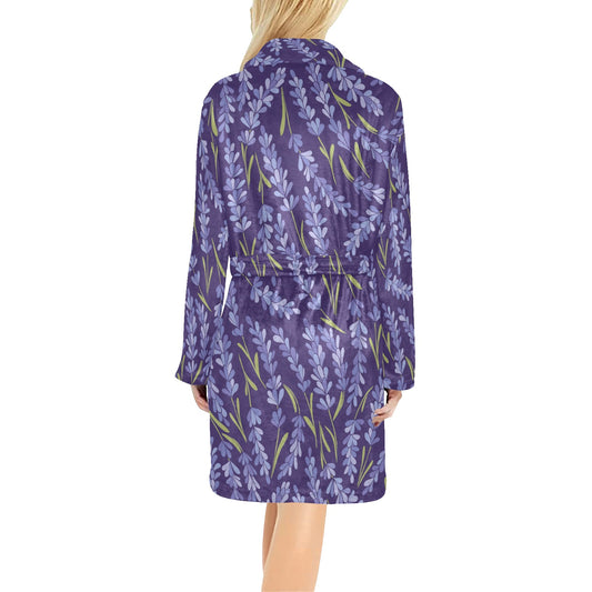 Lavender Pattern Print Design 03 Women's Fleece Robe
