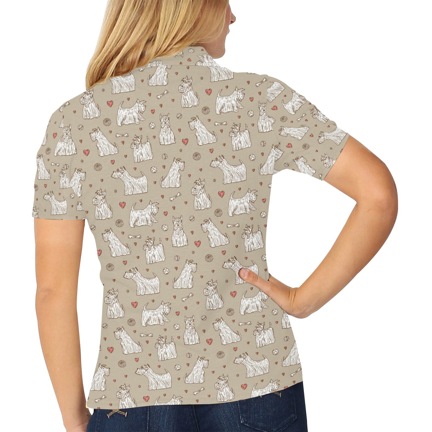 Scottish Terriers Print Design LKS3017 Women's Polo Shirt