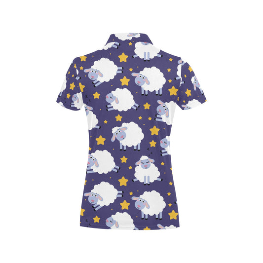 Sheep Pattern Print Design 03 Women's Polo Shirt