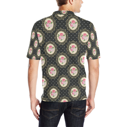 Rose Pattern Print Design RO015 Men Polo Shirt