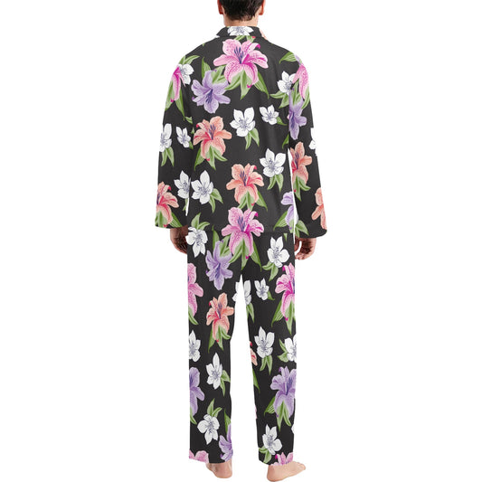 Lily Pattern Print Design LY02 Men's Long Pajama Set