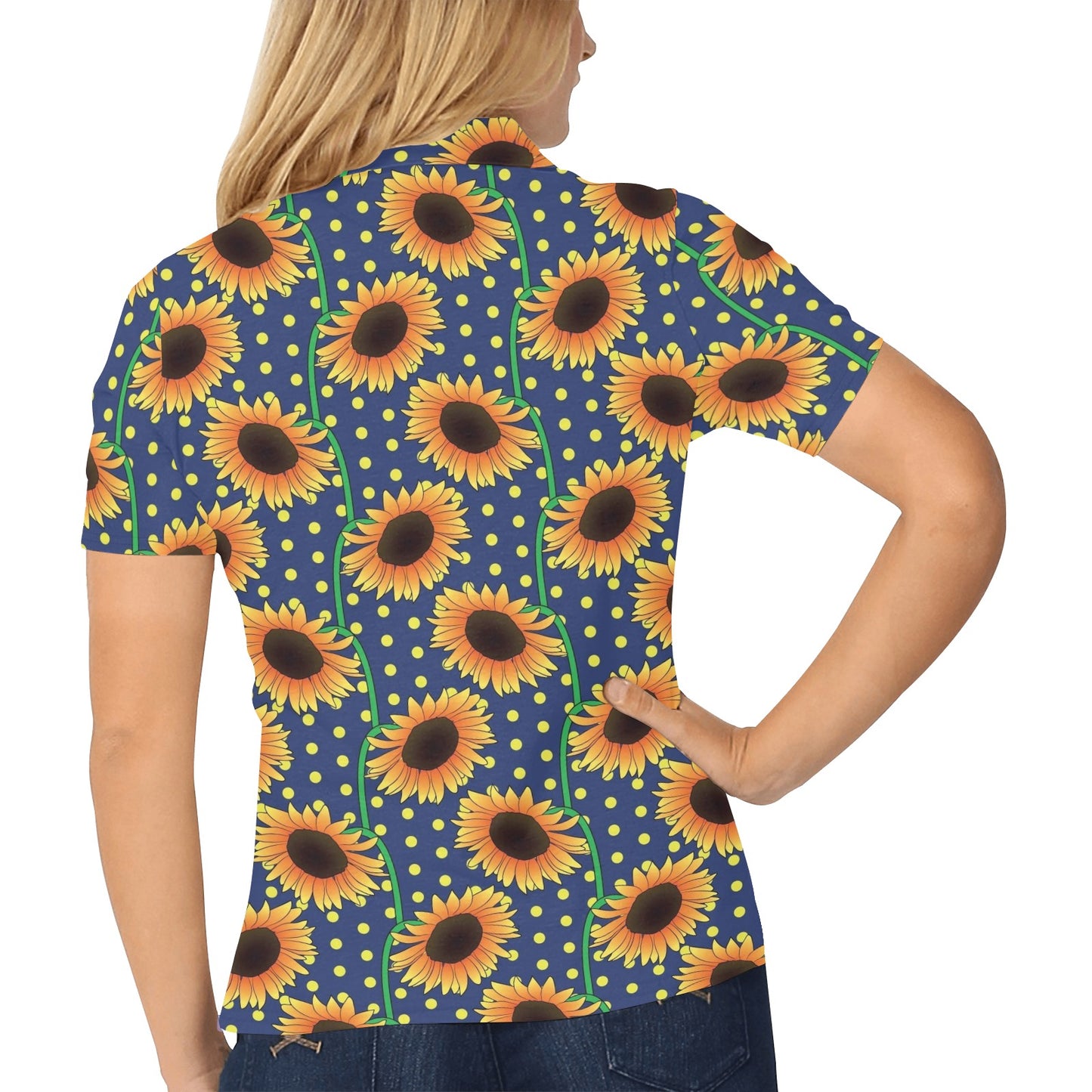 Sunflower Pattern Print Design SF03 Women's Polo Shirt