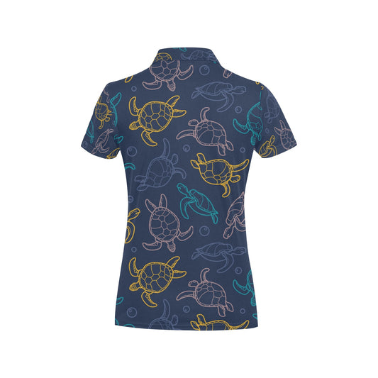 Sea Turtle Baby Print Women's Polo Shirt