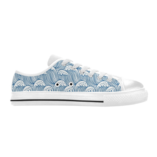 Wave Print Design LKS306 Canvas Men's Low Top Shoes