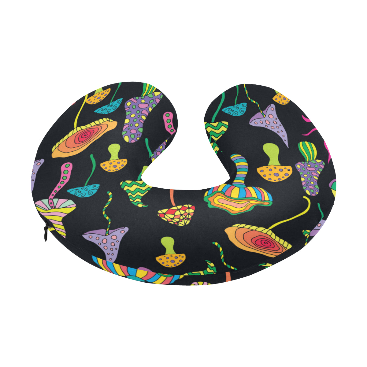 Psychedelic Mushroom Pattern Print Design A02 U-Shaped Travel Neck Pillow
