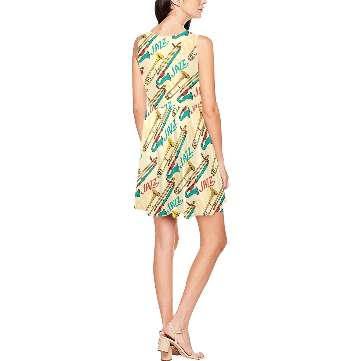 Trombone Pattern Print Design 03 Sleeveless Dress