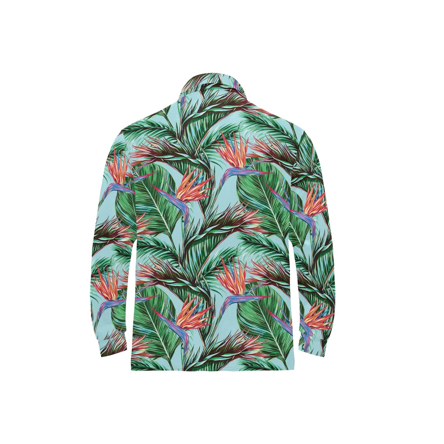 Bird Of Paradise Pattern Print Design BOP01 Long Sleeve Polo Shirt For Men's