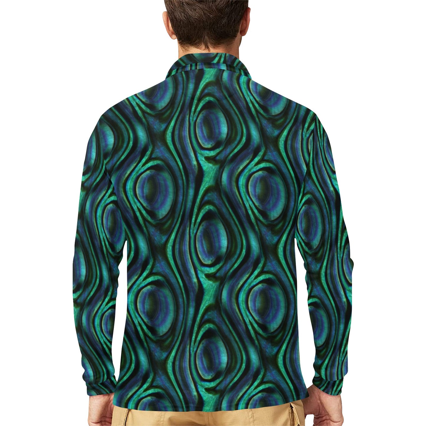 Abalone Pattern Print Design 01 Long Sleeve Polo Shirt For Men's