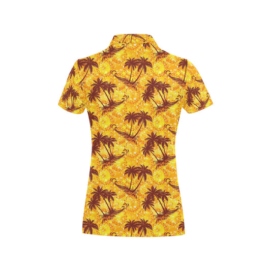 Palm Tree Pattern Print Design PT012 Women's Polo Shirt