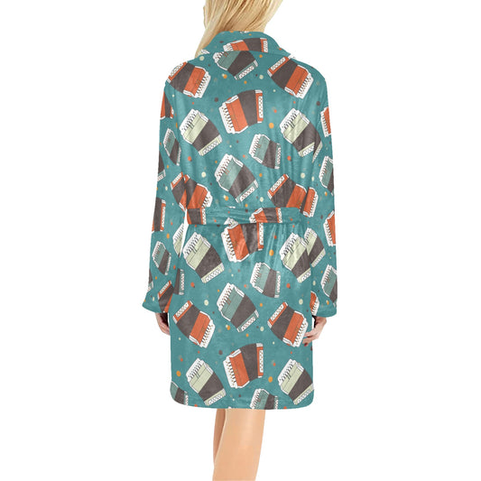 Accordion Pattern Print Design 02 Women's Fleece Robe