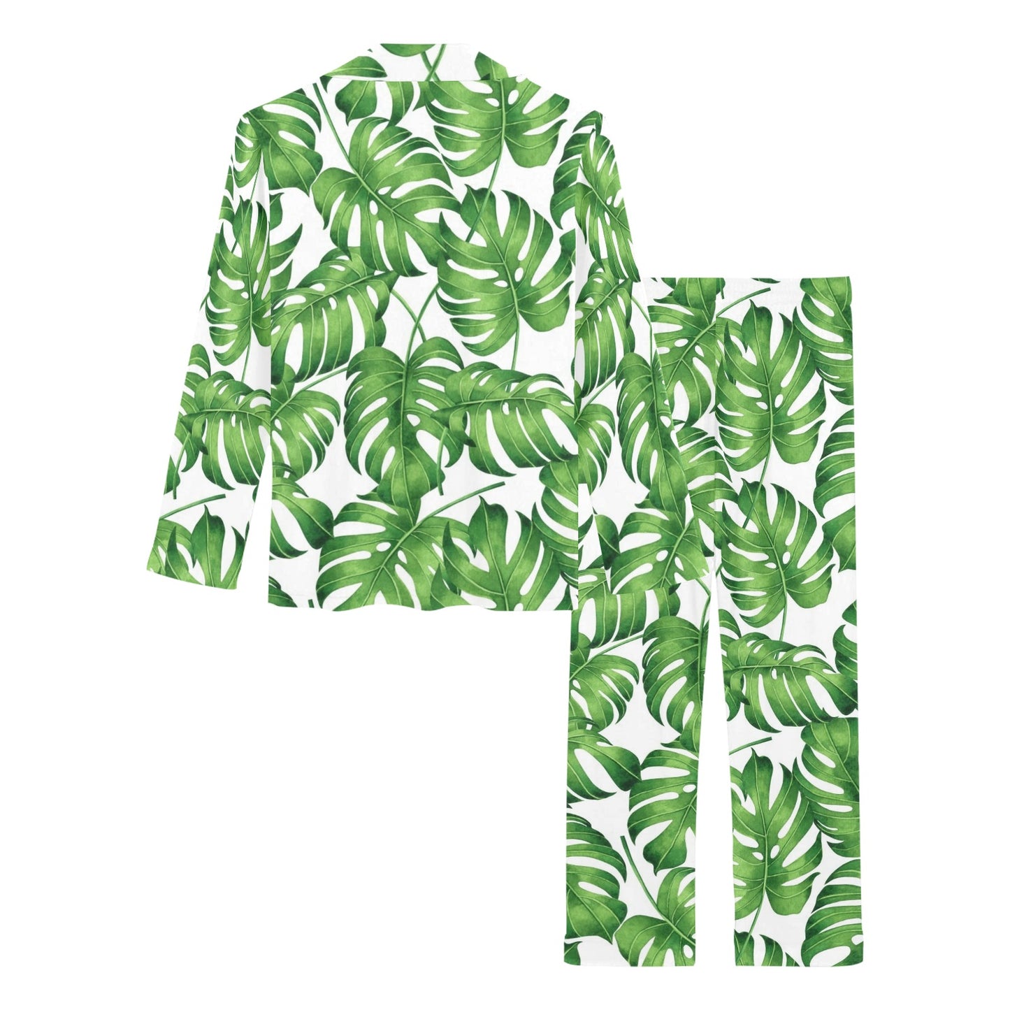 Palm Leaves Pattern Print Design PL08 Women's Long Pajama Set
