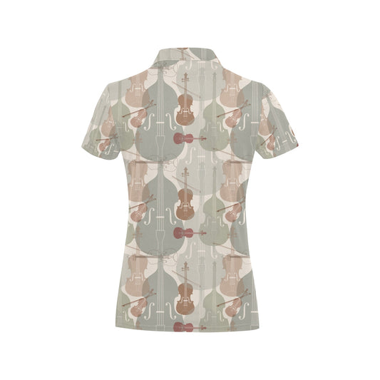 Violin Pattern Print Design 01 Women's Polo Shirt