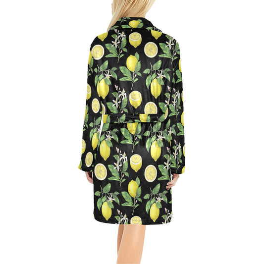 Lemon Pattern Print Design LM02 Women's Fleece Robe