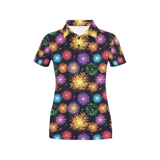 Firework Print Design LKS305 Women's Polo Shirt