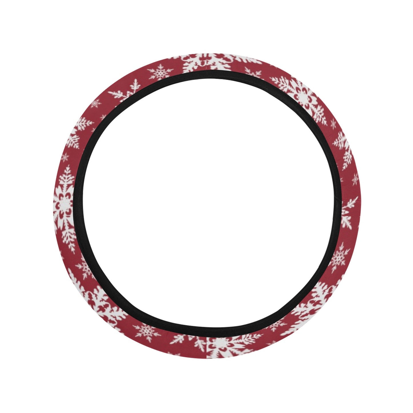 Snowflake Red Print Design LKS302 Steering Wheel Cover with Elastic Edge