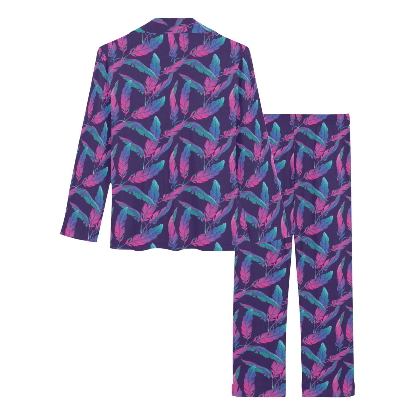 Banana Leaf Pattern Print Design 08 Women's Long Pajama Set
