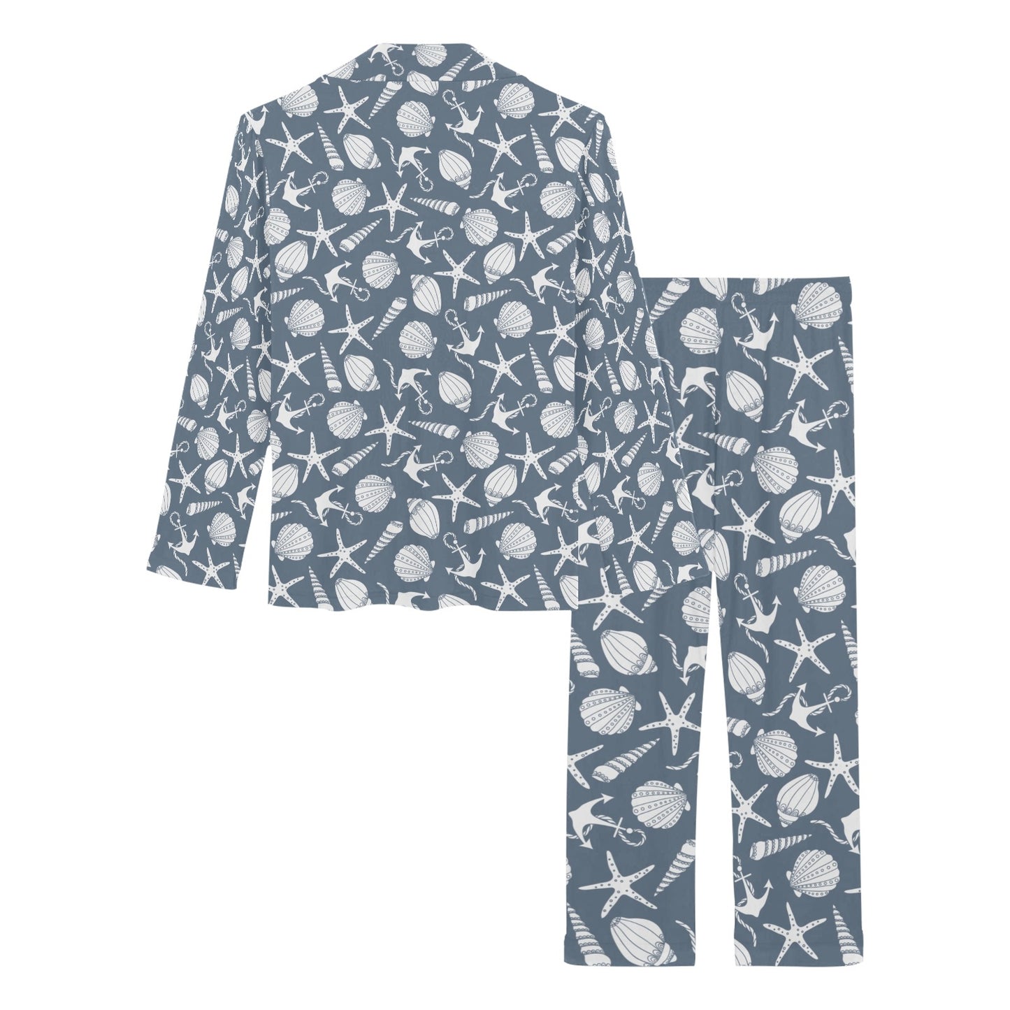 Seashell Print Design LKS306 Women's Long Pajama Set