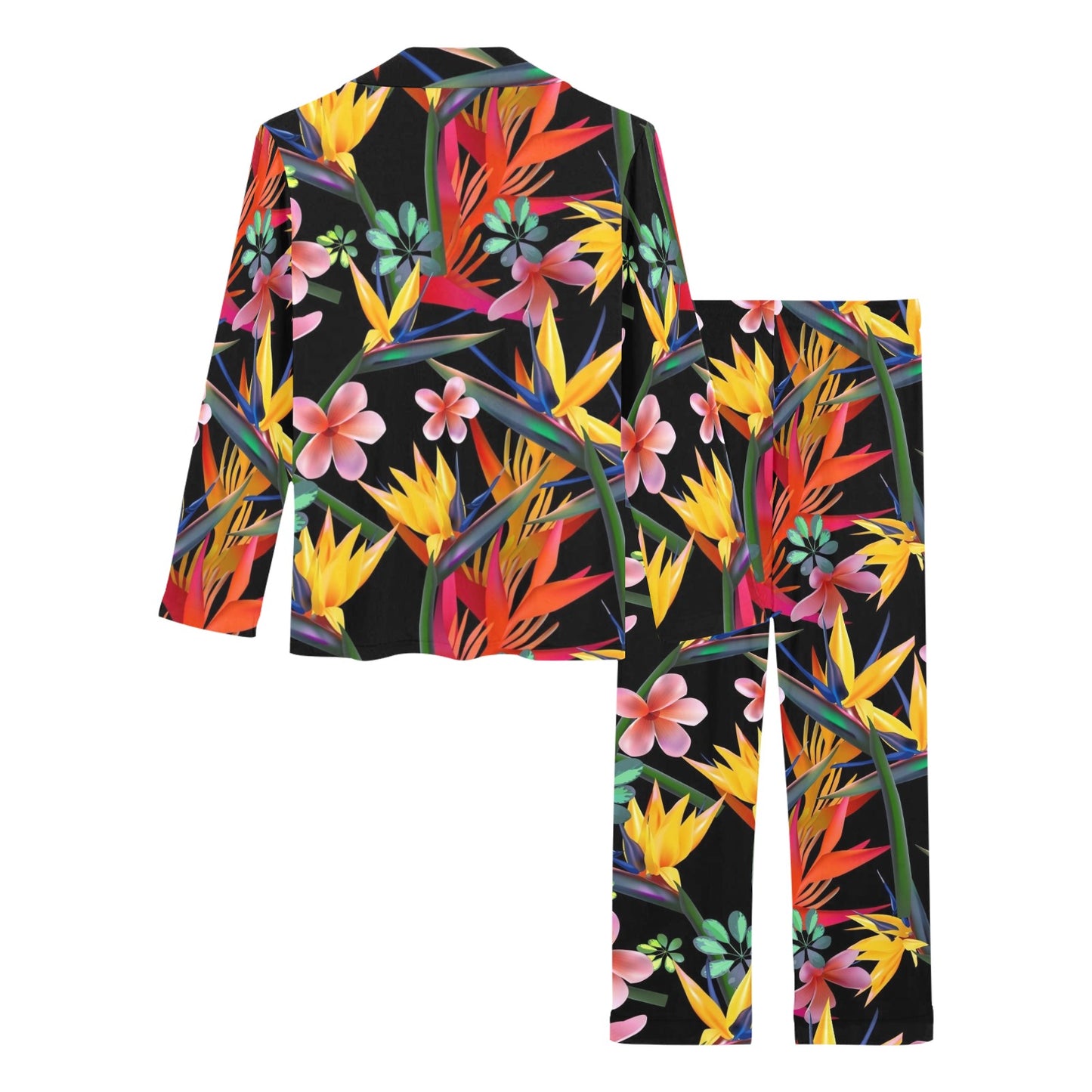 Tropical Flower Pattern Print Design TF015 Women's Long Pajama Set