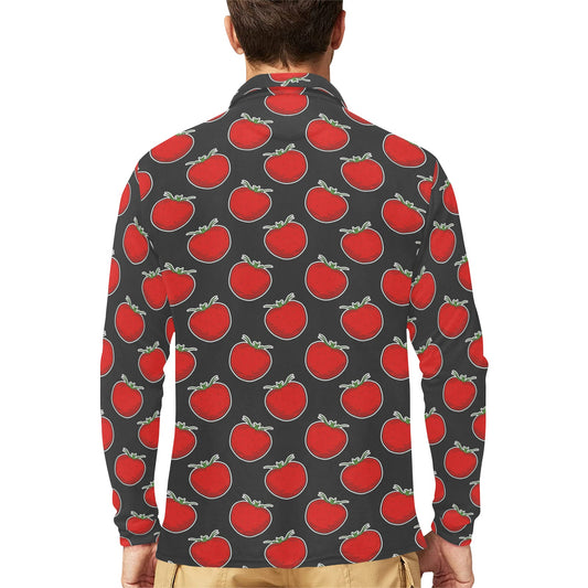 Tomato Print Design LKS306 Long Sleeve Polo Shirt For Men's