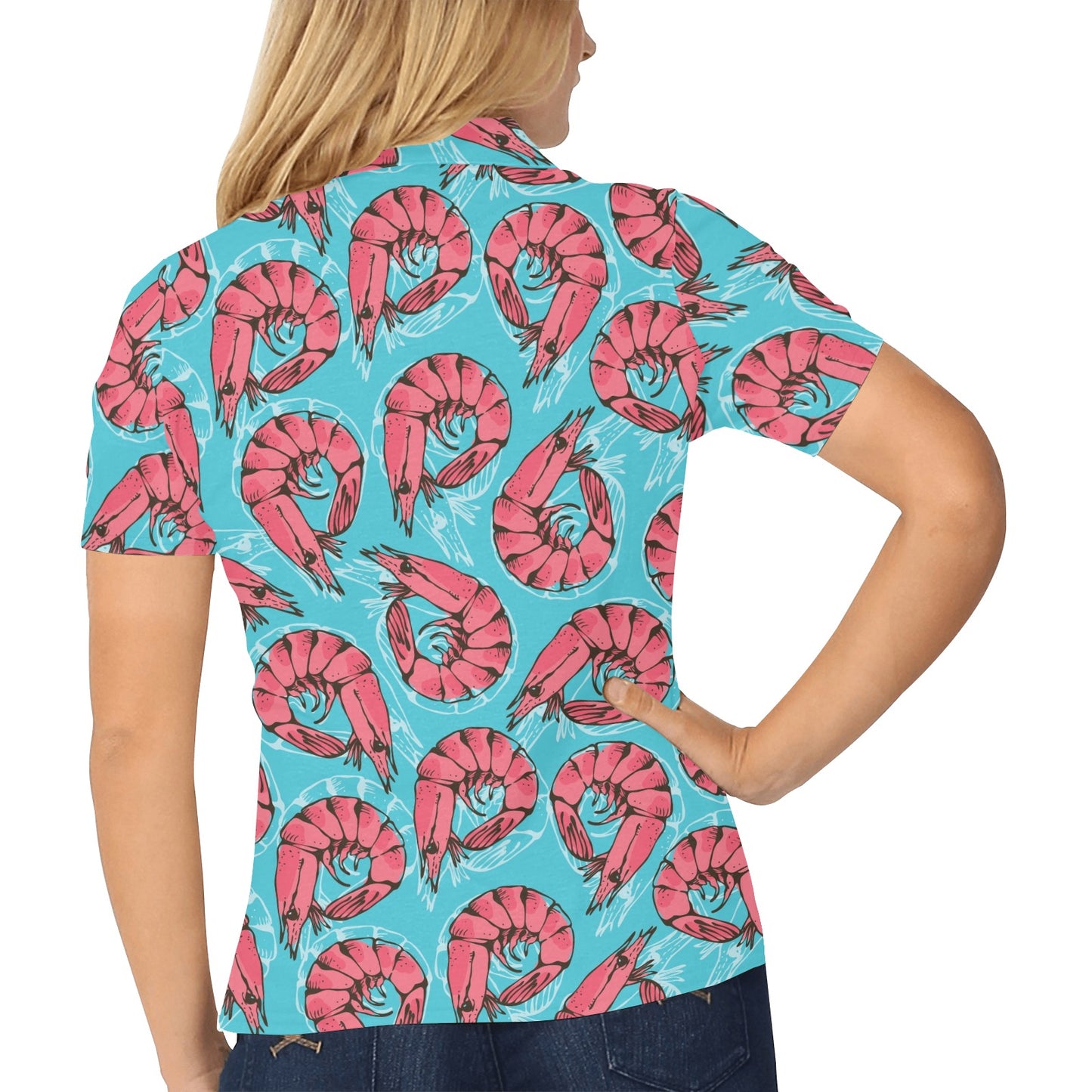 Prawn Pattern Print Design 01 Women's Polo Shirt