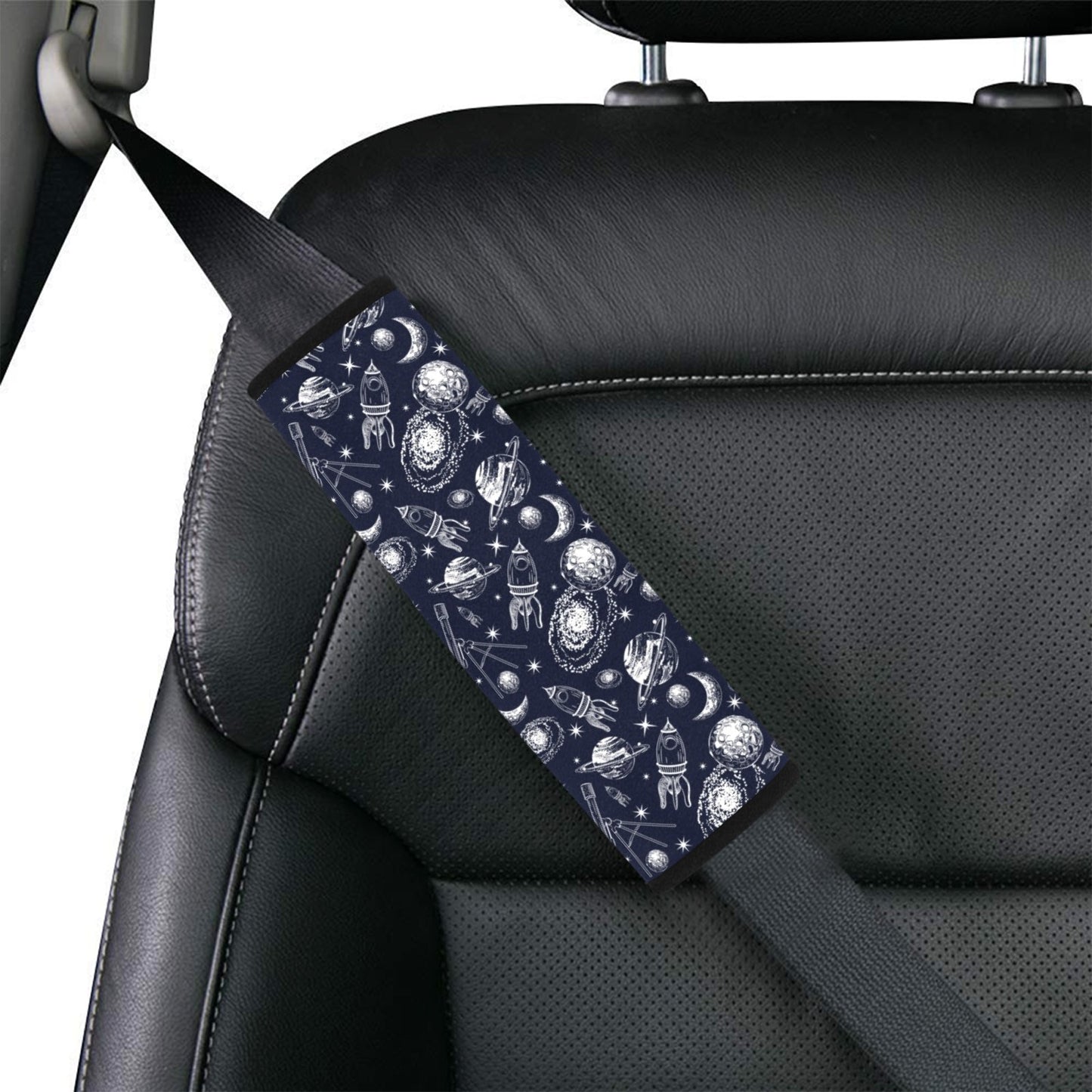 Space Rocket Print Design LKS301 Car Seat Belt Cover