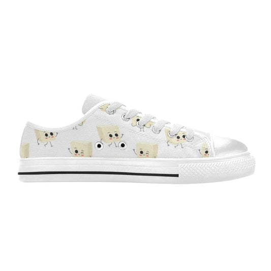 Tofu Print Design LKS301 Women's White Low Top Shoes