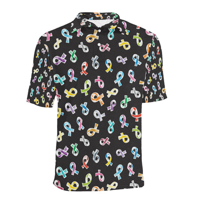 Cancer Awareness Pattern Print Design 02 Men Polo Shirt