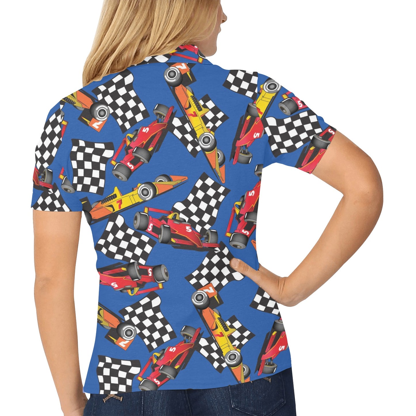 Racing Pattern Print Design A01 Women's Polo Shirt