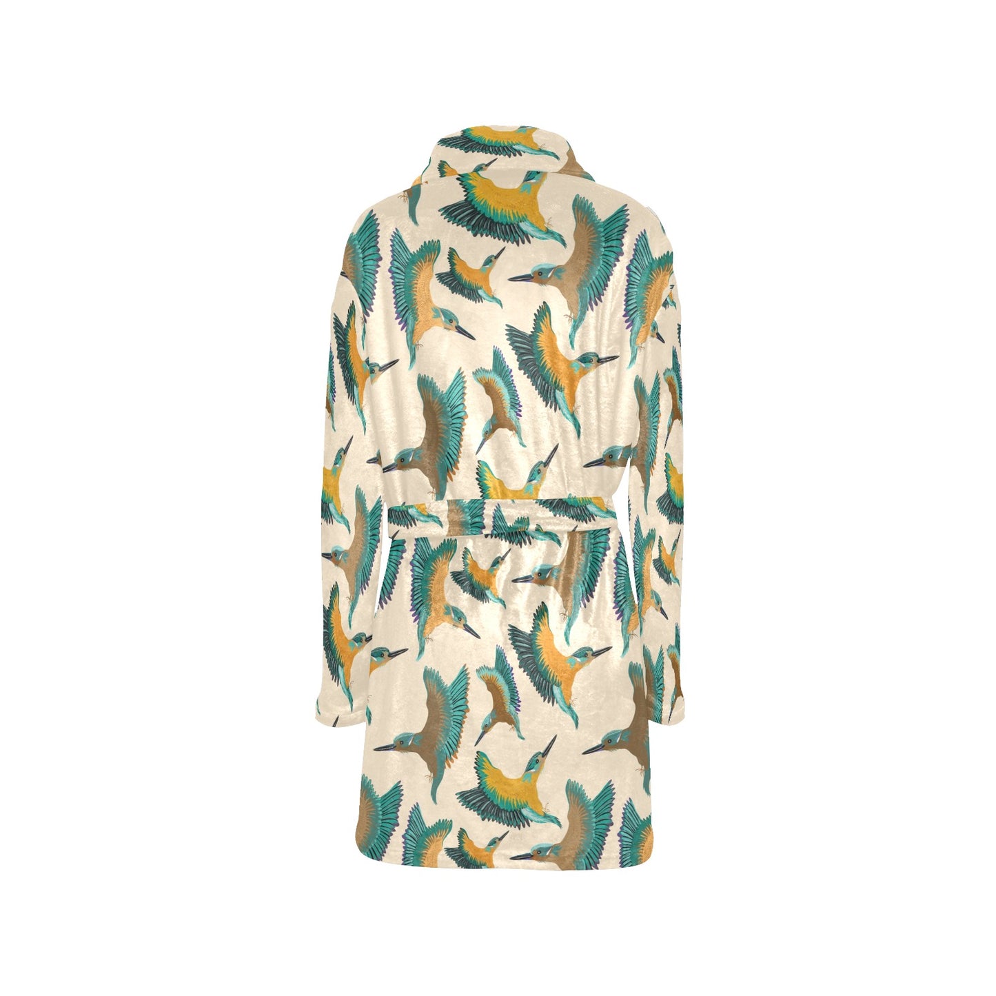 Kingfisher Pattern Print Design 02 Women's Fleece Robe