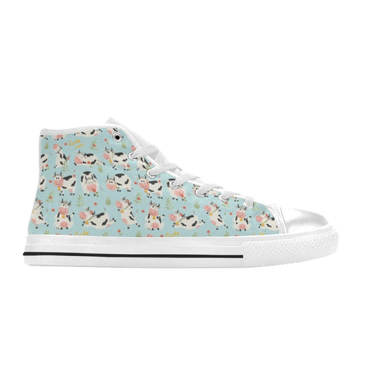Cattle Print Design LKS403 Men's High Top Canvas Shoes