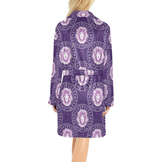 Leo Pattern Print Design 04 Women's Fleece Robe