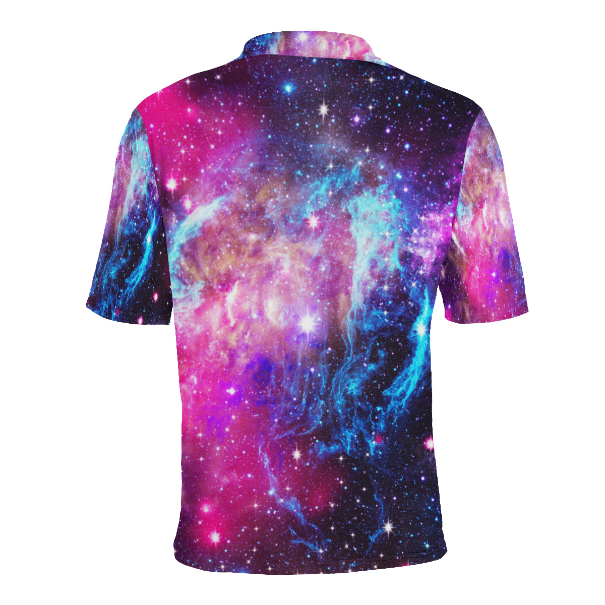 Galaxy Night Purple Space Print Men Polo Shirt