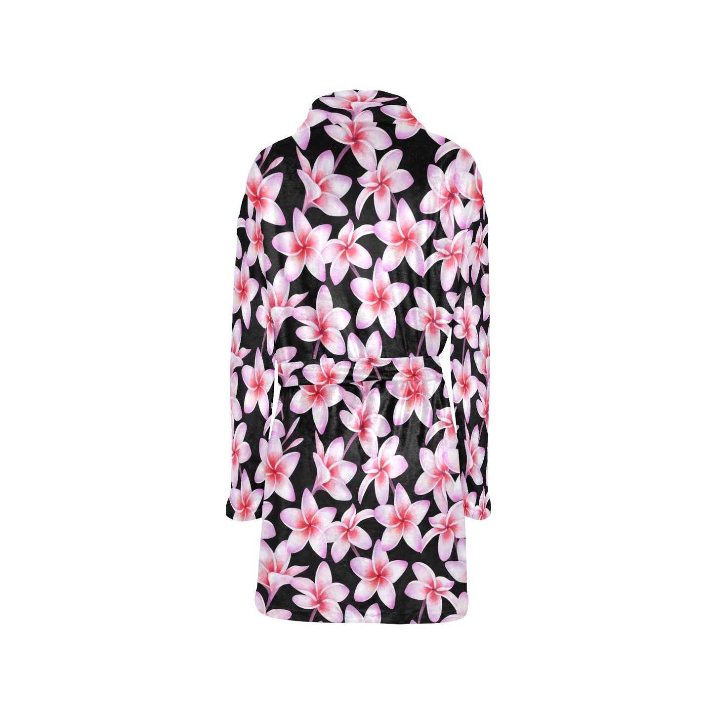 Pink Plumeria Pattern Print Design PM09 Women's Fleece Robe