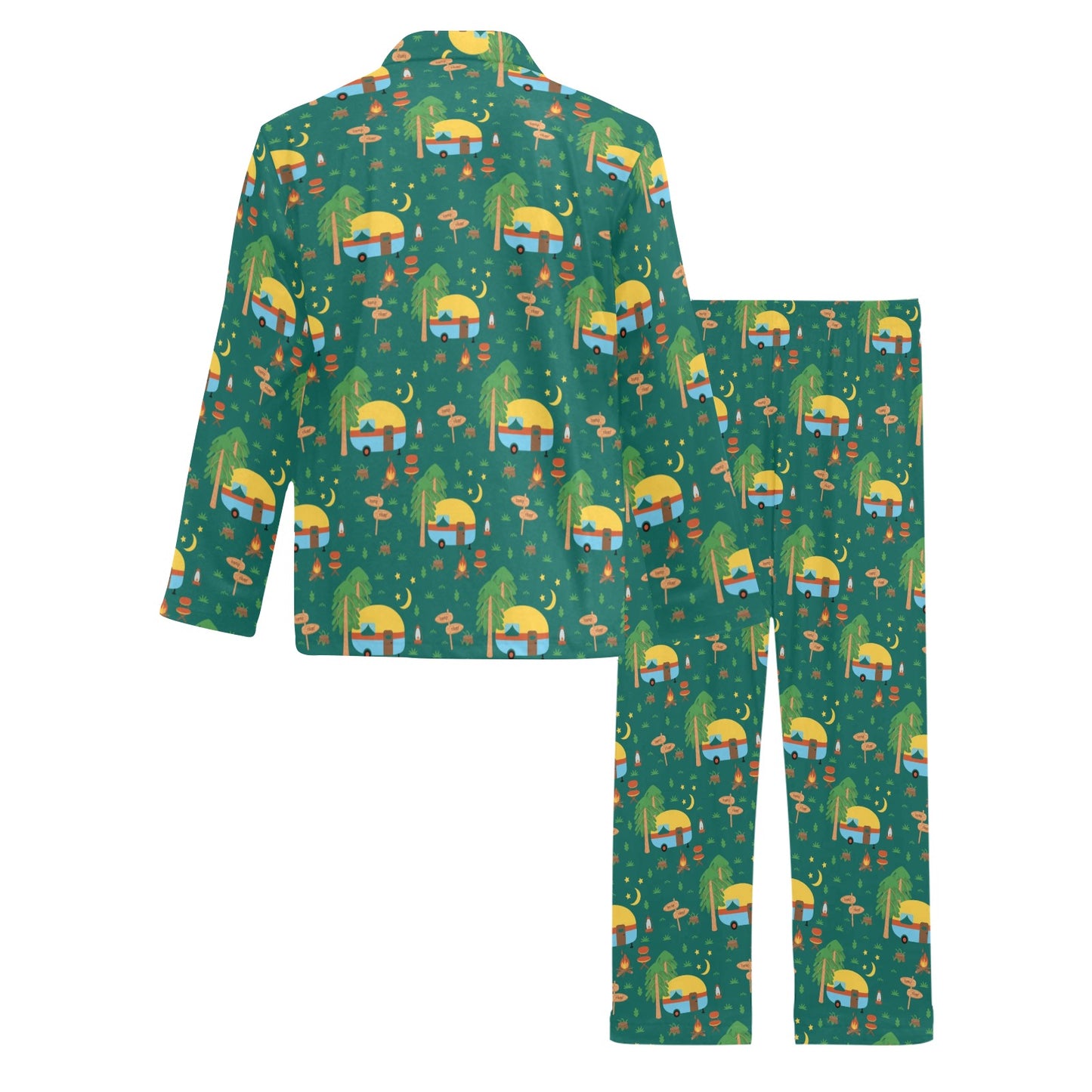 Camping Camper Pattern Print Design 06 Men's Long Pajama Set
