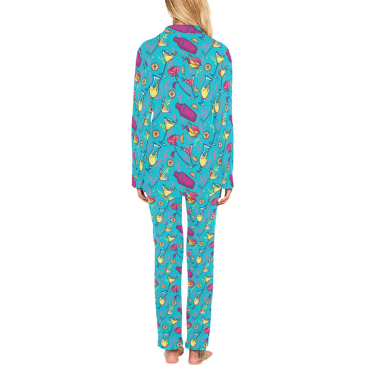 Cocktail Pattern Print Design 03 Women's Long Pajama Set
