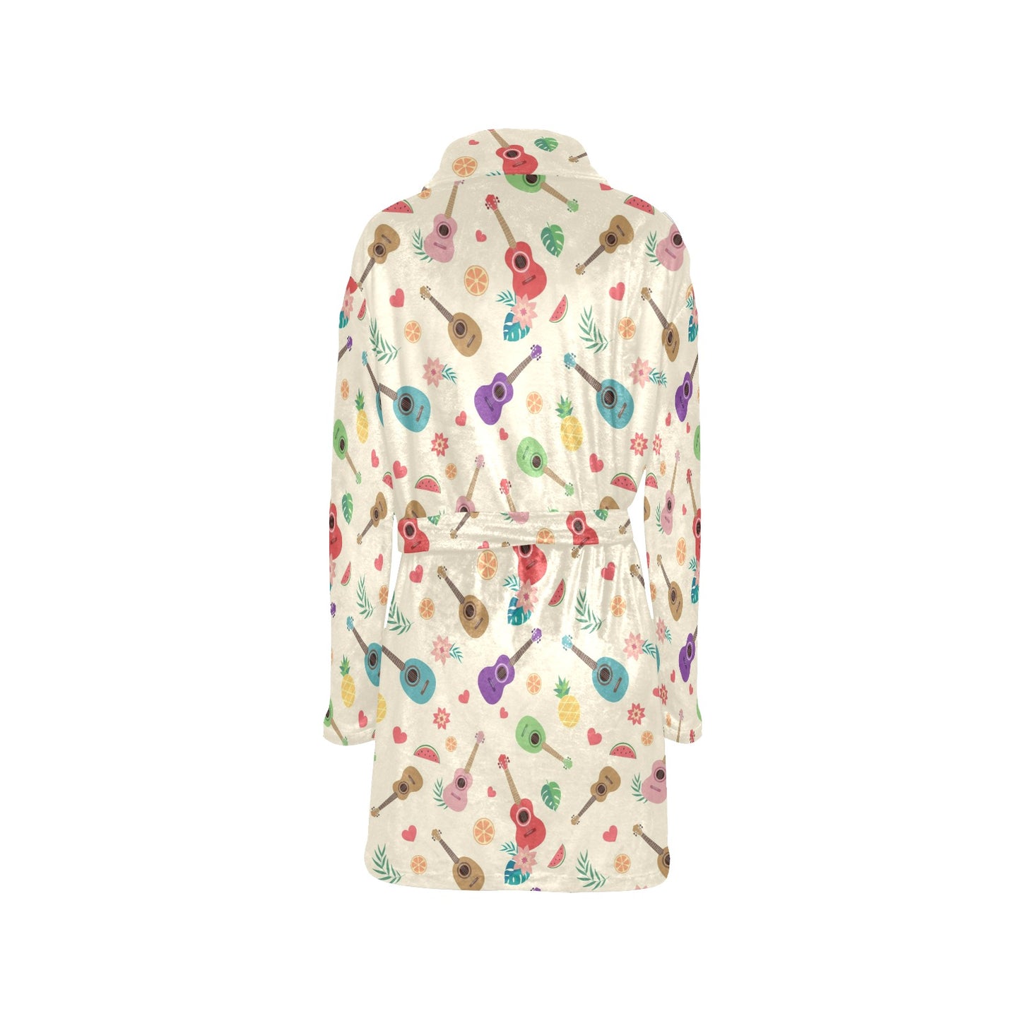 Ukulele Pattern Print Design 01 Women's Fleece Robe