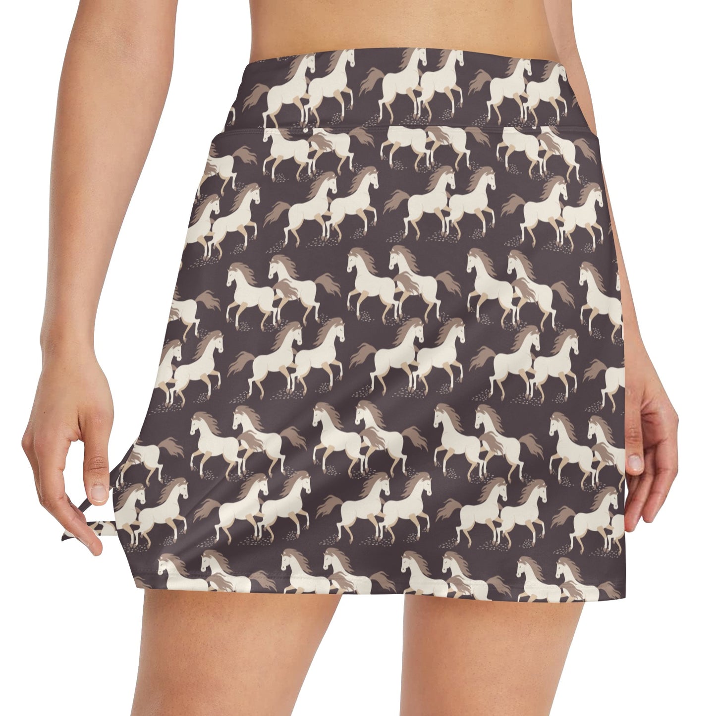 Horse Print Design LKS304 Women's Golf Skirt with Pocket