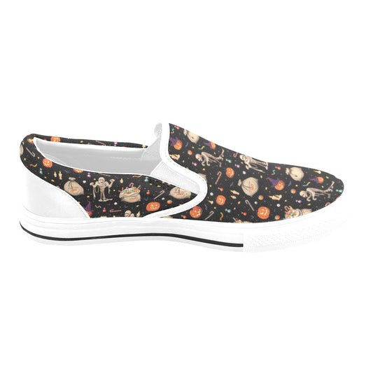 Mummy Halloween Print Design LKS303 White Slip Ons Canvas Women's Shoes