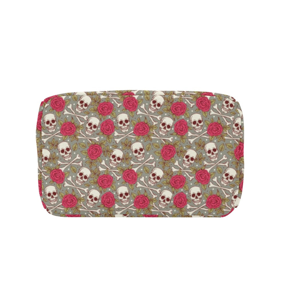 Skull Bone Rose Print Design LKS303 Insulated Lunch Bag