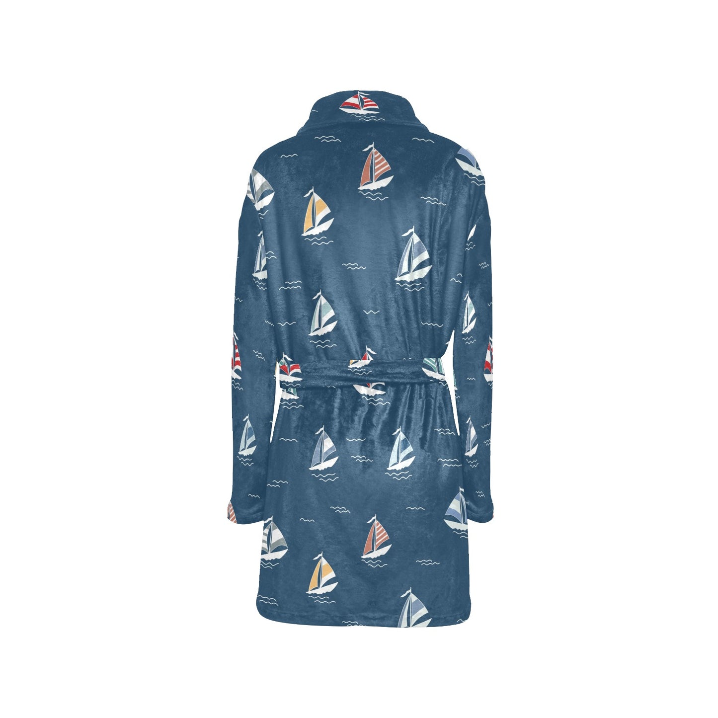 Sailing Ships Pattern Print Design A02 Women's Fleece Robe