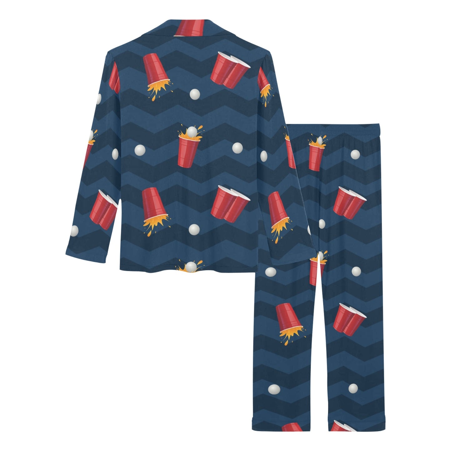 Beer Pong Pattern Print Design 01 Women's Long Pajama Set