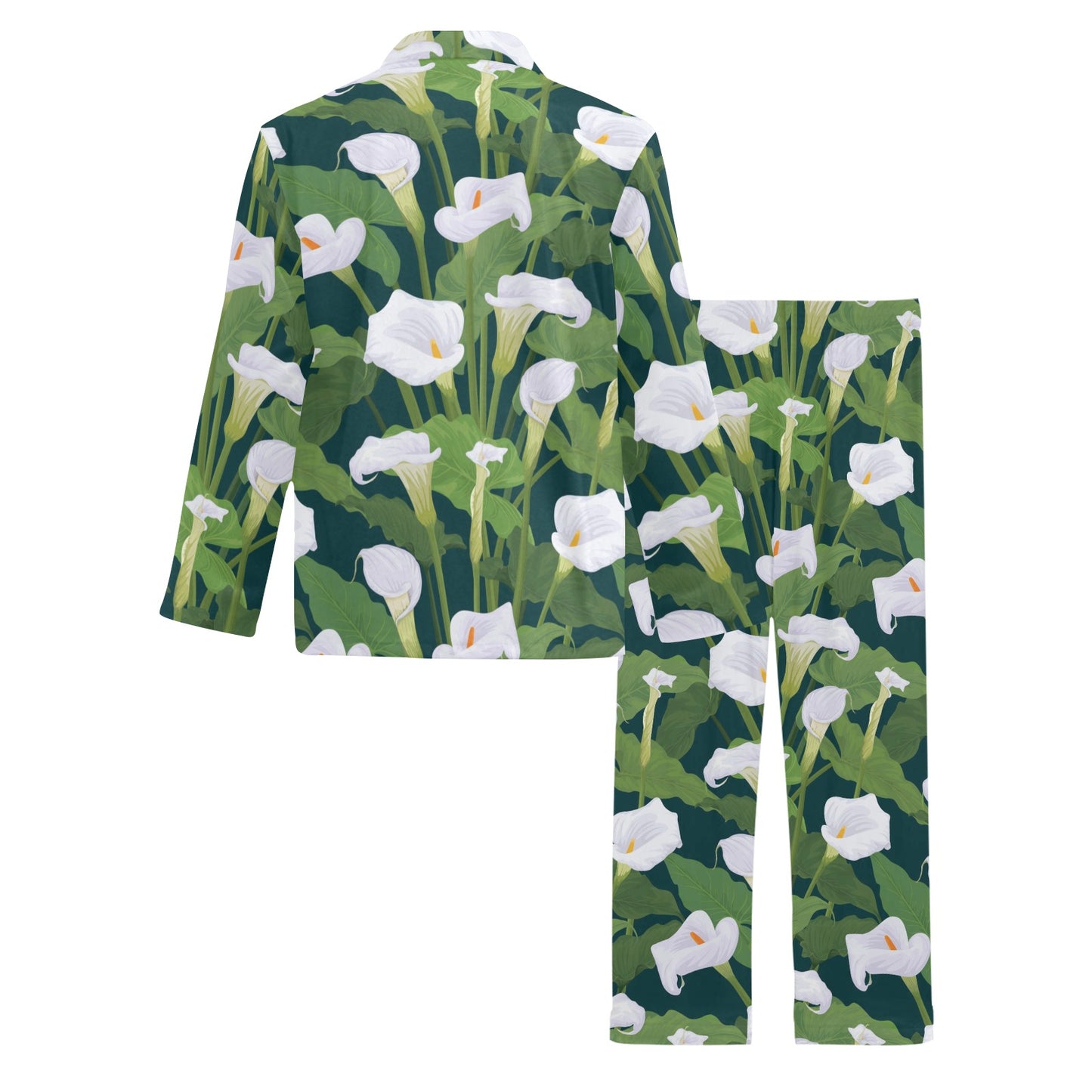 Lily Pattern Print Design 04 Men's Long Pajama Set