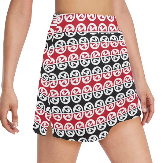 Maori Classic Themed Design Print 17" Golf & Pickleball Skort with Pockets