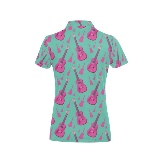 Acoustic Guitar Print Design LKS405 Women's Polo Shirt