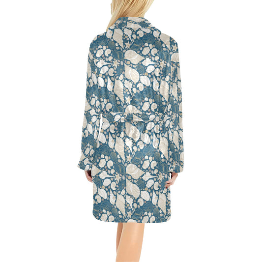 Seashell Print Design LKS308 Women's Fleece Robe