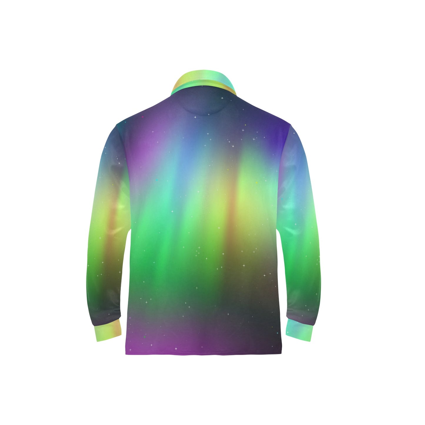 Aurora Borealis Pattern Print Design 03 Long Sleeve Polo Shirt For Men's