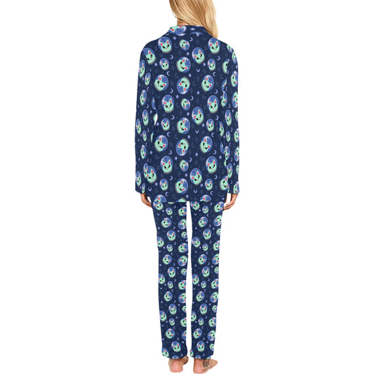 Alien Cat Women's Long Pajama Set
